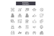 Business contract line icons for web