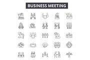 Business meeting line icons for web