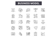 Business model line icons for web
