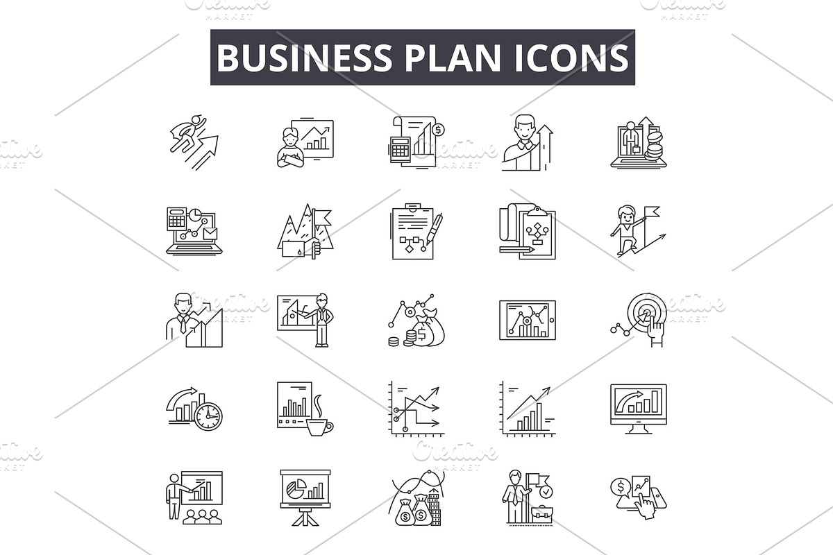 Business plan line icons for web and in Illustrations - product preview 8