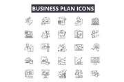 Business plan line icons for web and