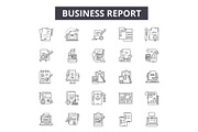 Business report line icons for web