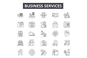 Business services line icons for web