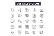 Business systems line icons for web