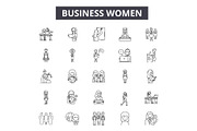 Business women line icons for web