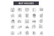 Buy houses line icons for web and