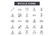 Bycicle line icons for web and