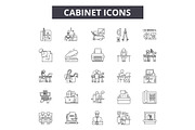 Cabinet line icons for web and
