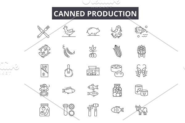Canned production line icons for web