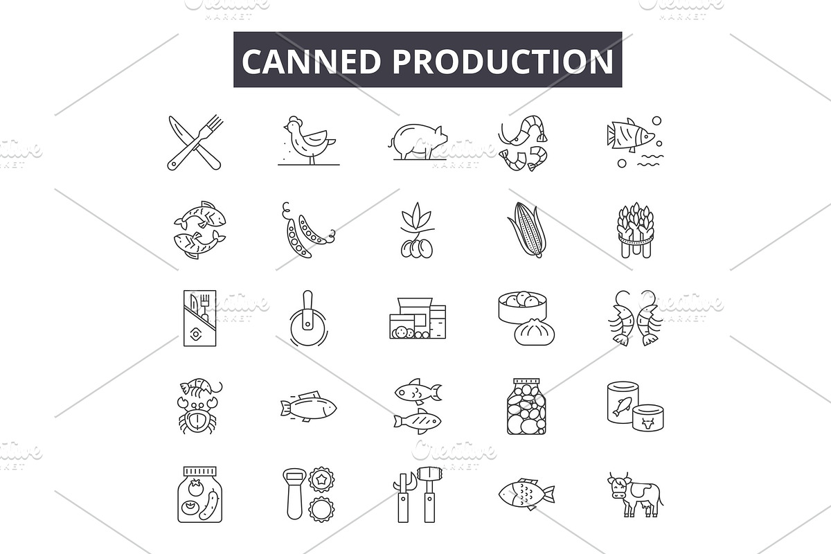 Canned production line icons for web in Illustrations - product preview 8
