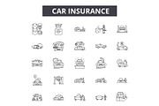 Car insurance line icons for web and