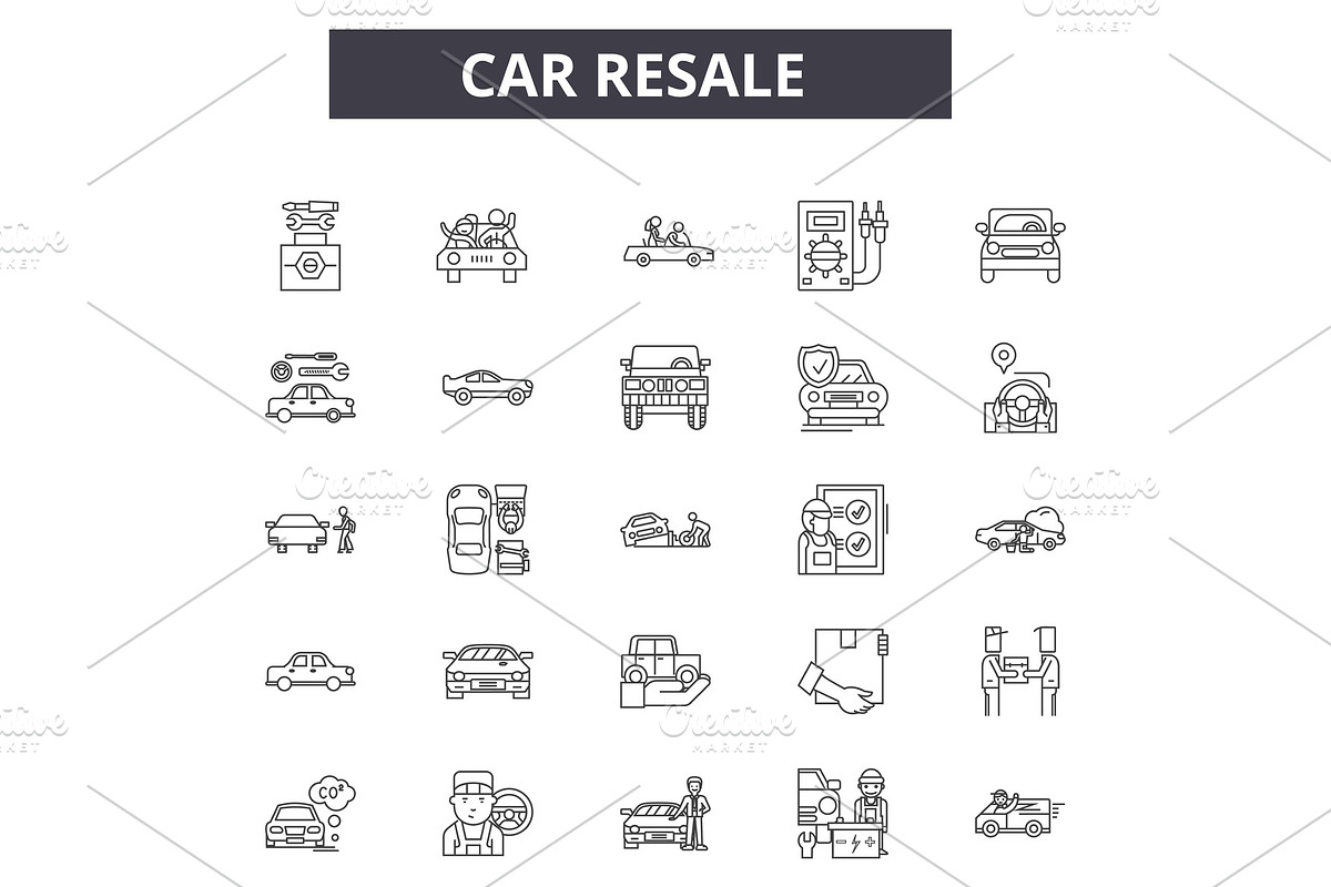 Car resale line icons for web and in Illustrations - product preview 8