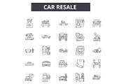 Car resale line icons for web and