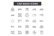 Car wash line icons for web and