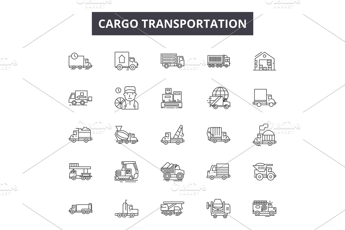 Cargo transportation line icons for in Illustrations - product preview 8