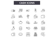 Cash line icons for web and mobile