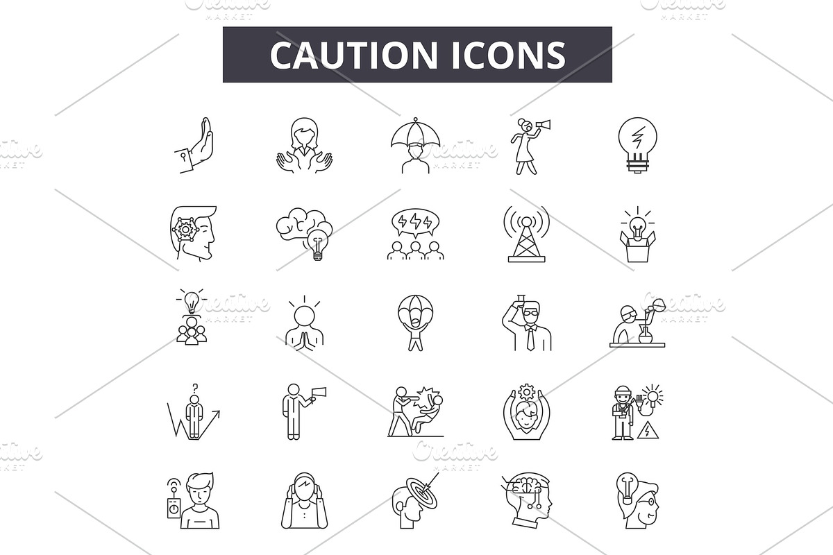 Caution icons line icons for web and in Textures - product preview 8