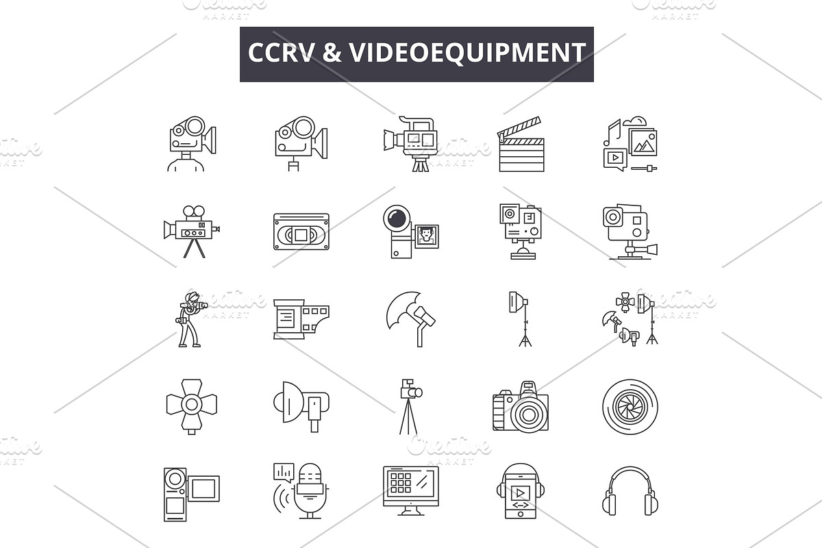 Cctv & videoequipment line icons for in Illustrations - product preview 8
