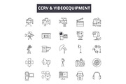 Cctv & videoequipment line icons for