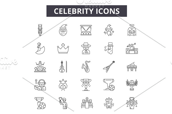 Celebrity line icons for web and