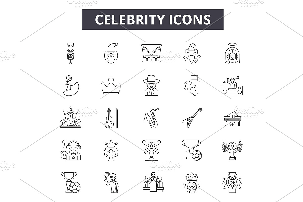 Celebrity line icons for web and in Illustrations - product preview 8