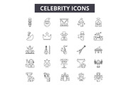 Celebrity line icons for web and