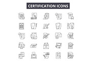 Certification line icons for web and