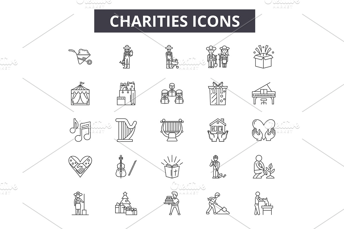 Charities line icons for web and in Illustrations - product preview 8