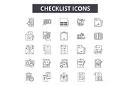 Checklist line icons for web and