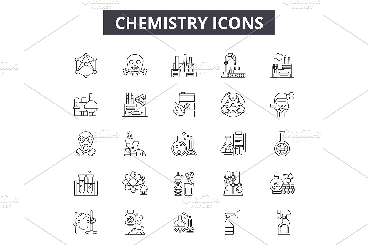 Chemistry line icons for web and in Illustrations - product preview 8