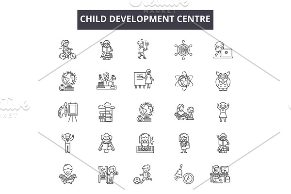 Child development centre line icons