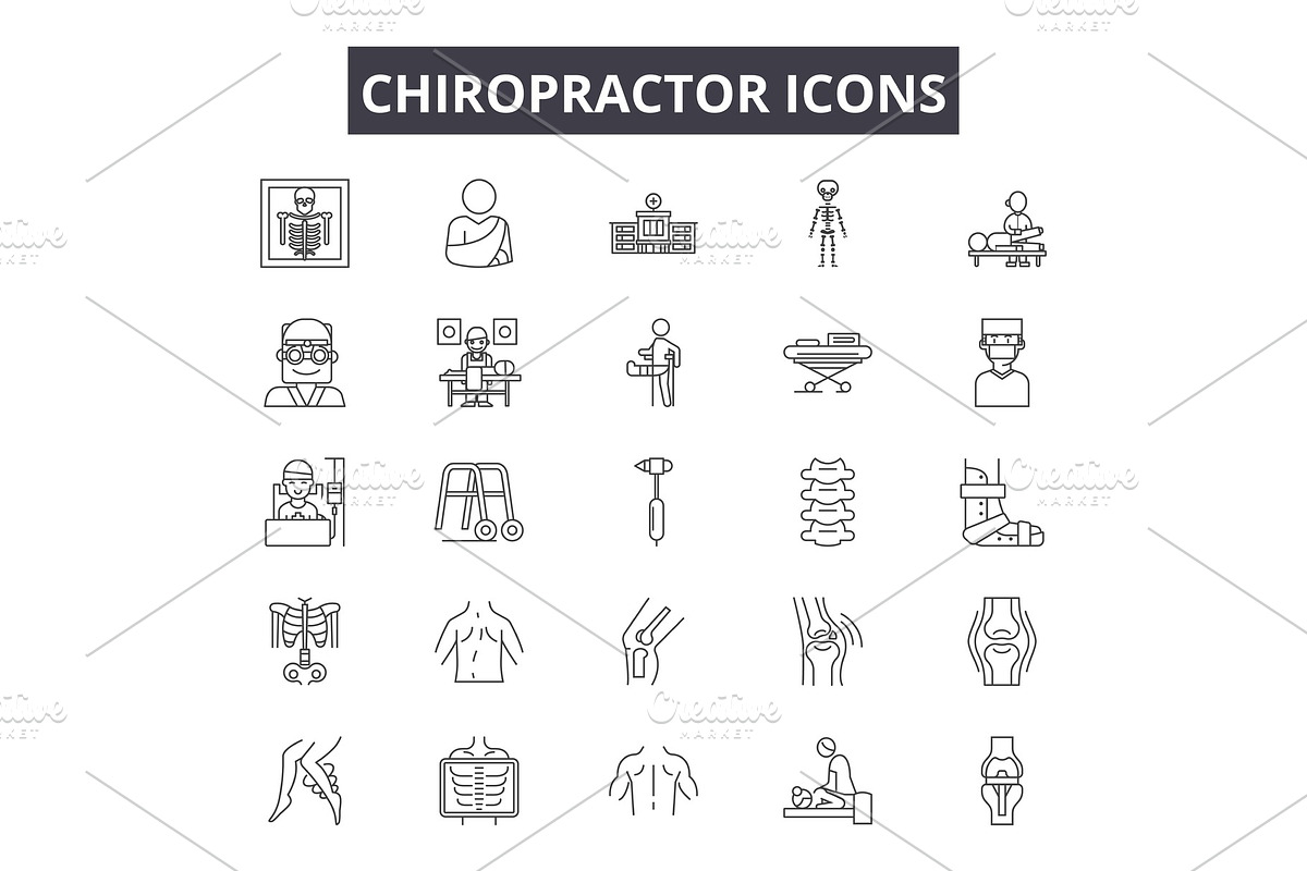 Chiropractor line icons for web and in Objects - product preview 8