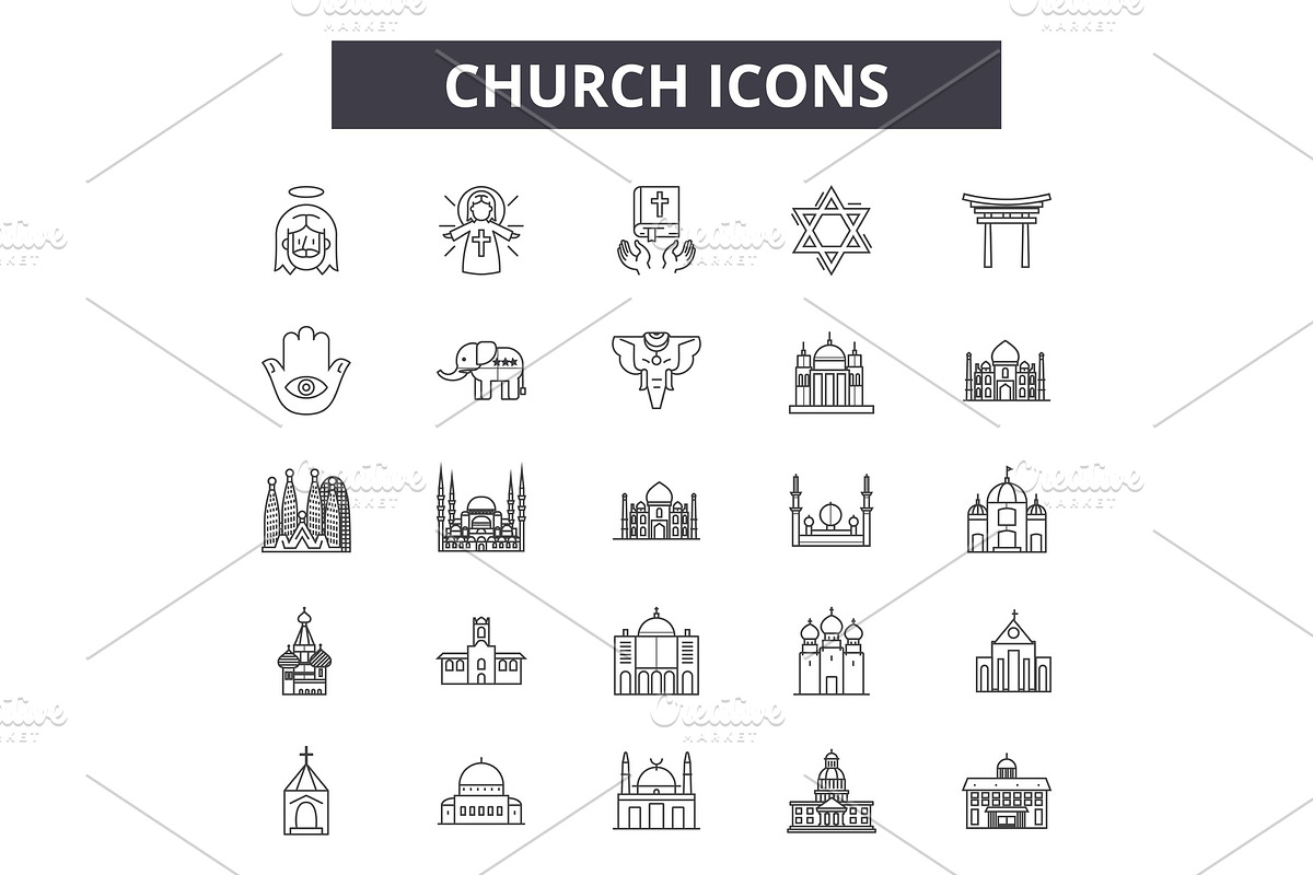 Church line icons for web and mobile in Illustrations - product preview 8