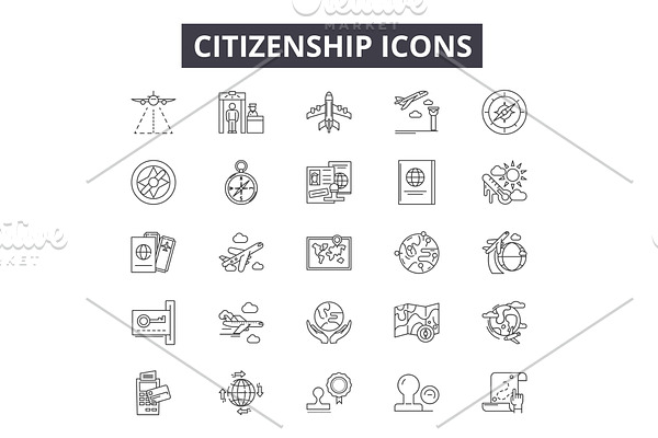 Citizenship line icons for web and