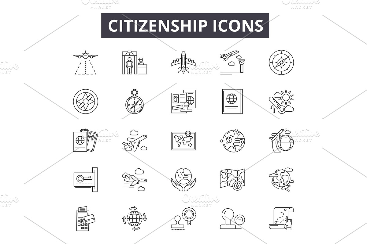 Citizenship line icons for web and in Illustrations - product preview 8