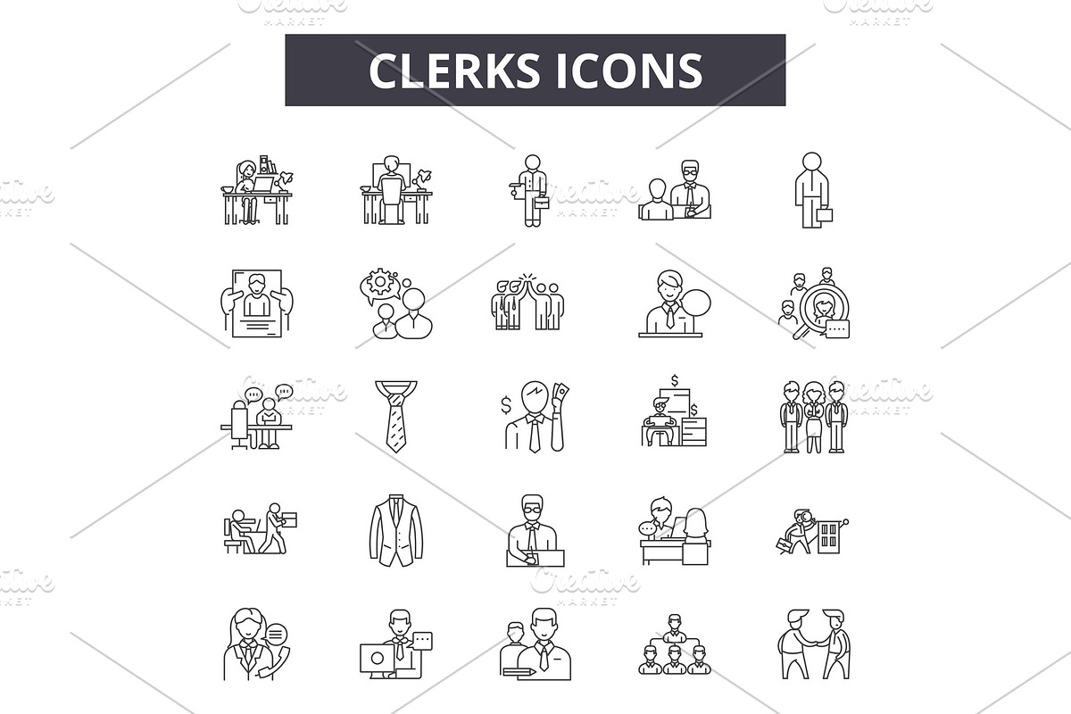 Clerks line icons for web and mobile in Illustrations - product preview 8
