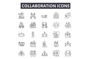 Collaboration line icons for web and