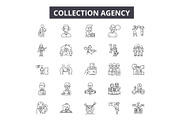 Collection agency line icons for web