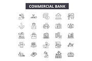 Commercial bank line icons for web