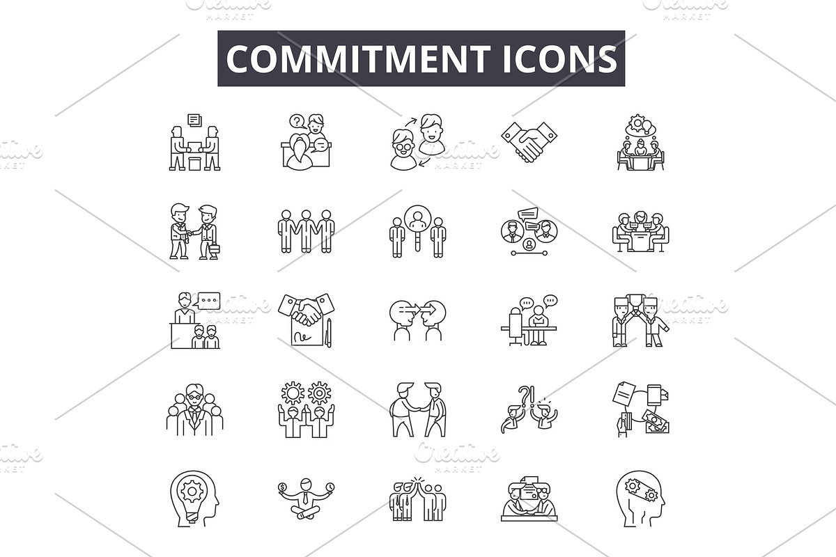 Commitment line icons for web and in Illustrations - product preview 8