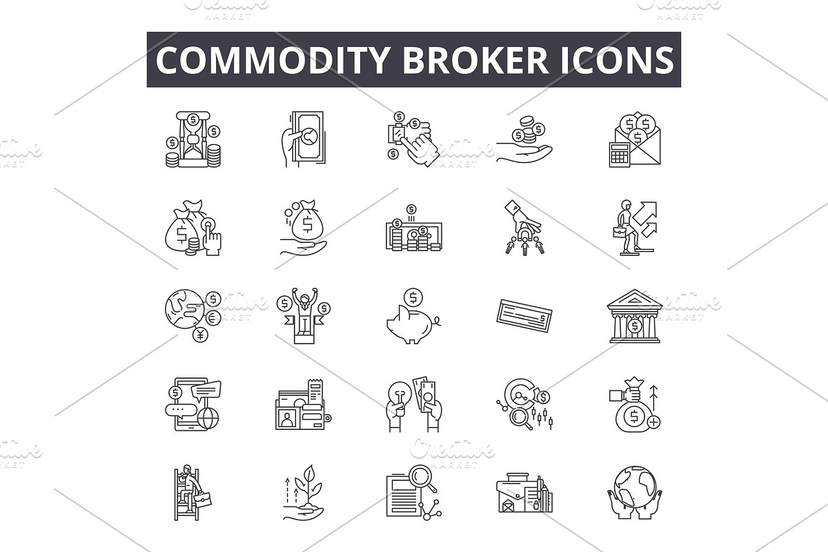Commodity broker line icons for web in Illustrations - product preview 8