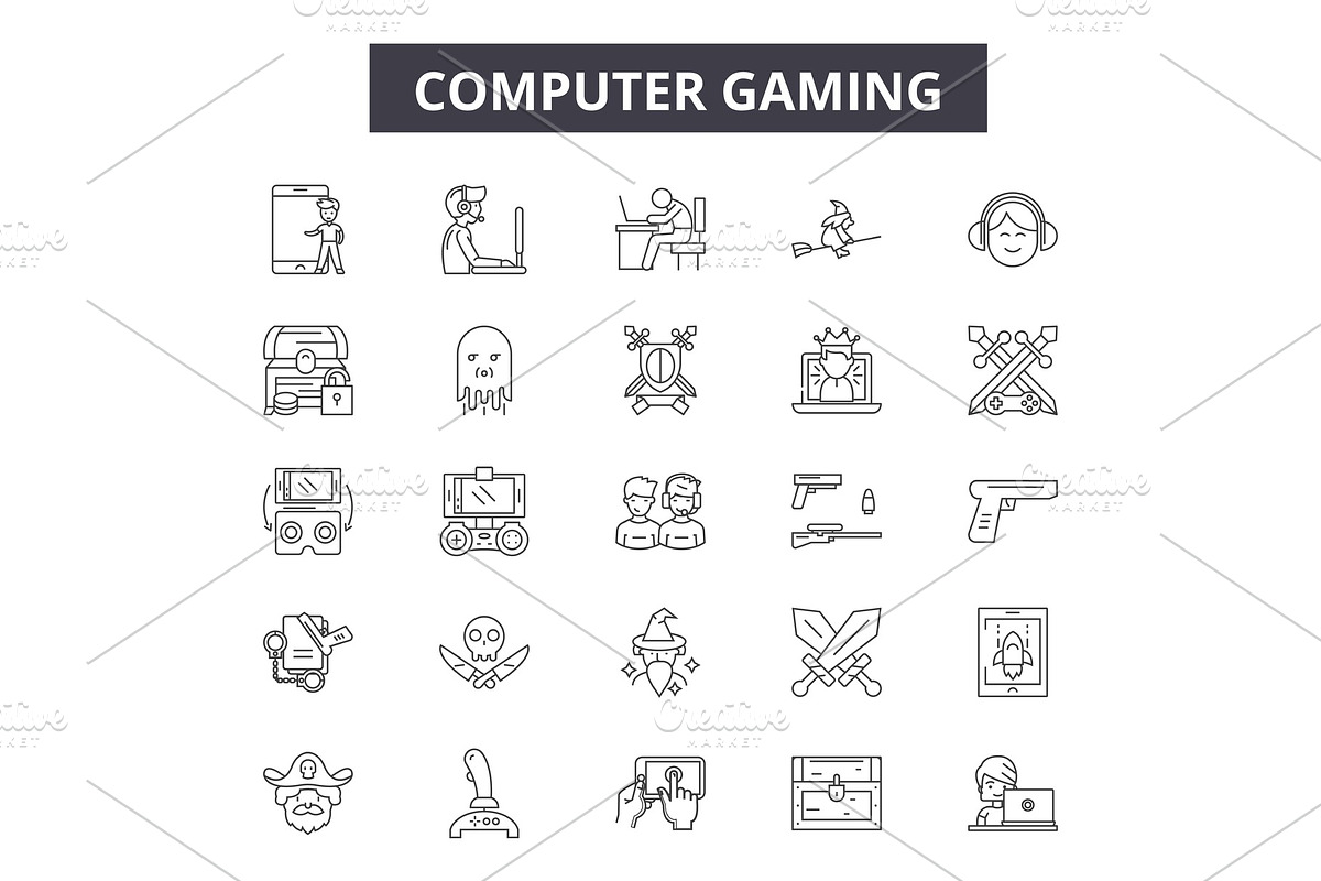 Computer gaming line icons for web in Illustrations - product preview 8