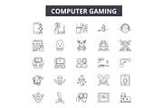 Computer gaming line icons for web
