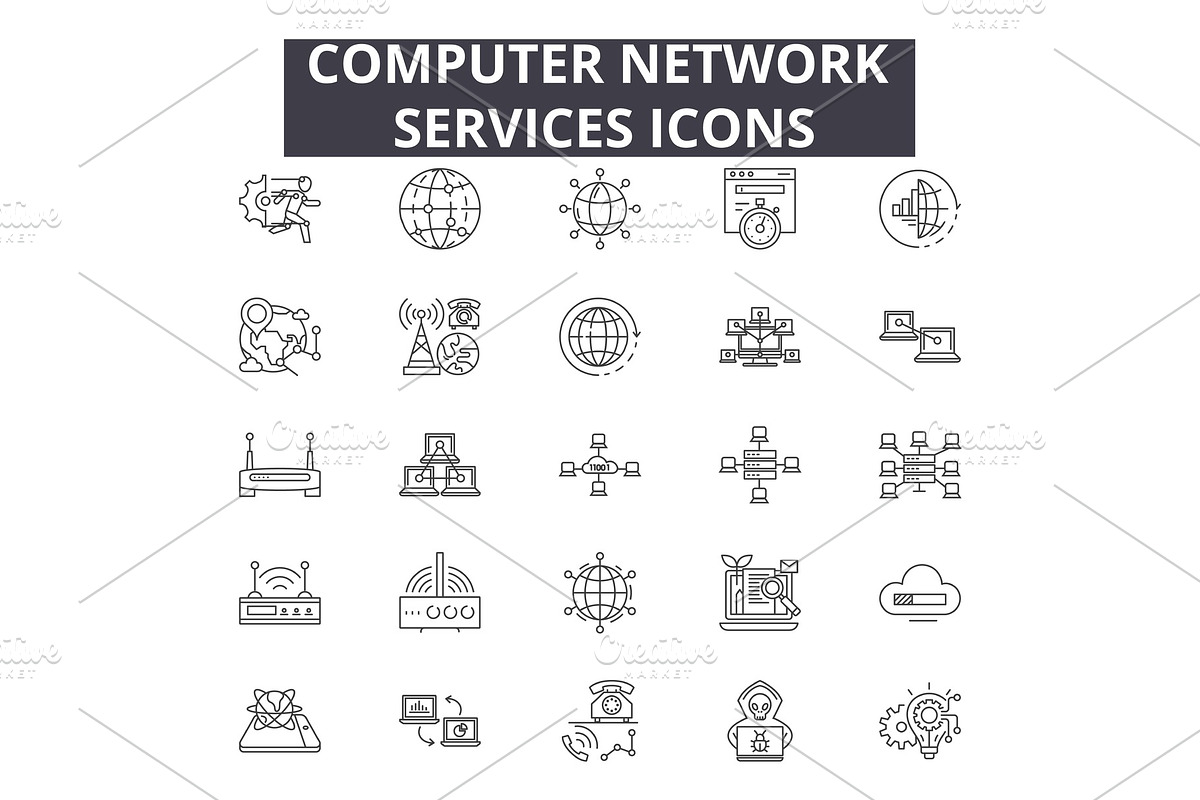 Computer network services line icons in Illustrations - product preview 8