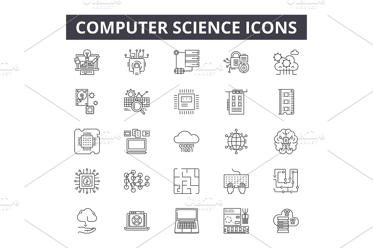 Computer science line icons for web in Illustrations - product preview 8