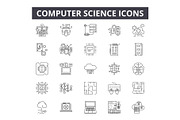 Computer science line icons for web