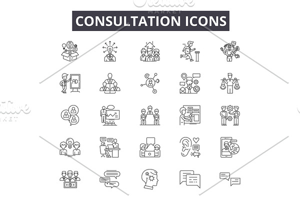 Consultation line icons for web and