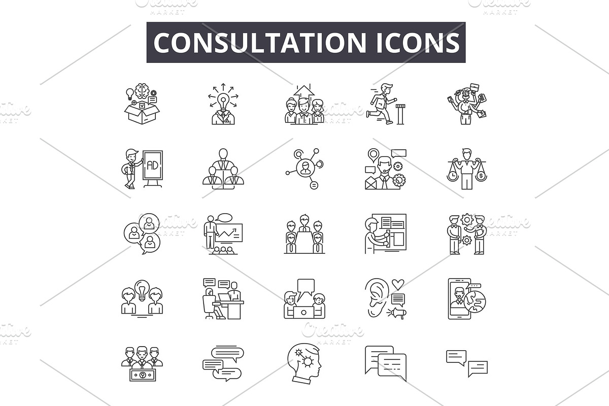Consultation line icons for web and in Illustrations - product preview 8