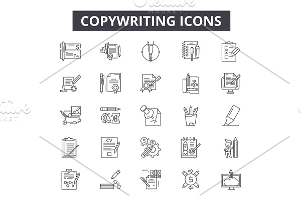 Copywriting line icons for web and