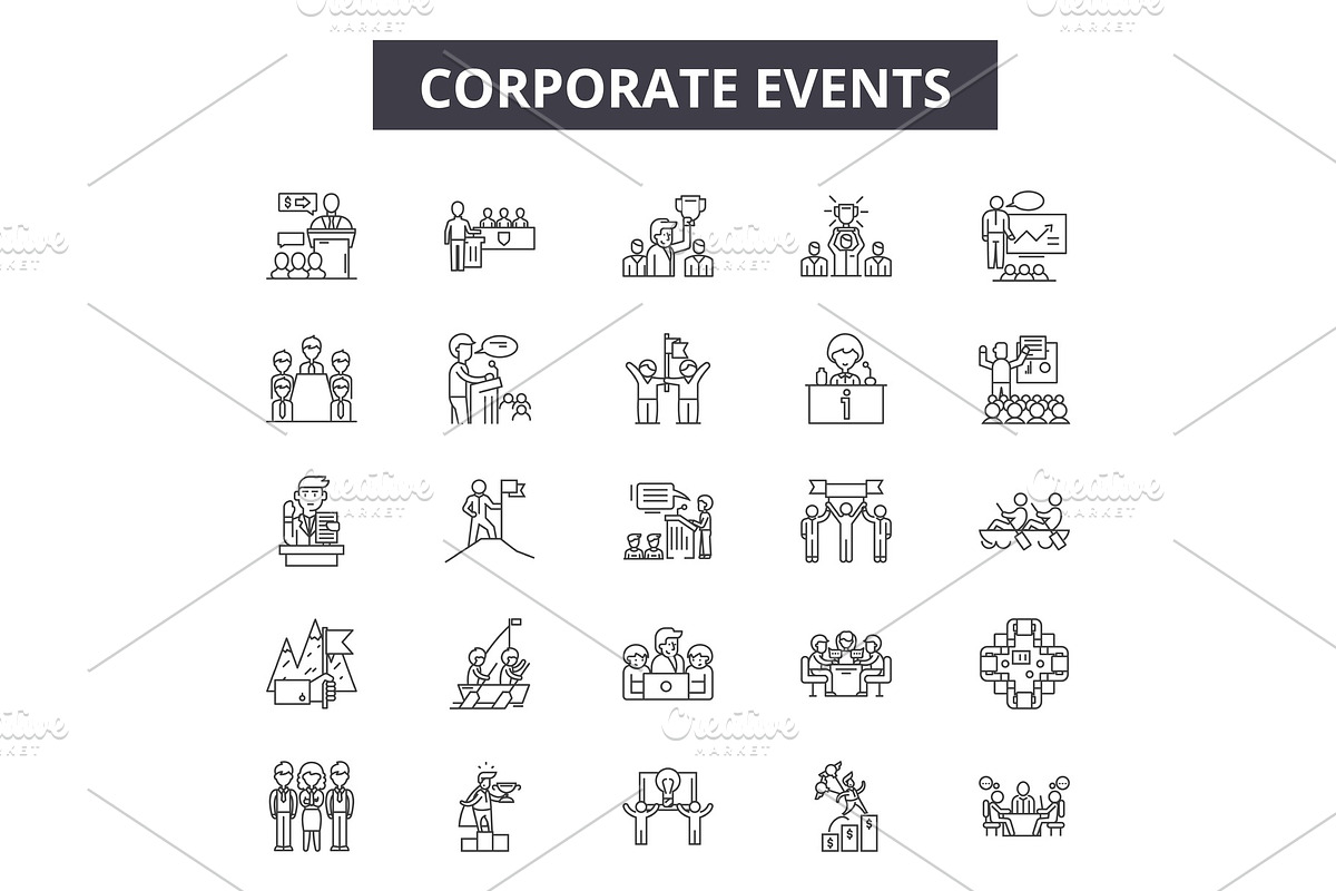 Corporate events line icons for web in Illustrations - product preview 8